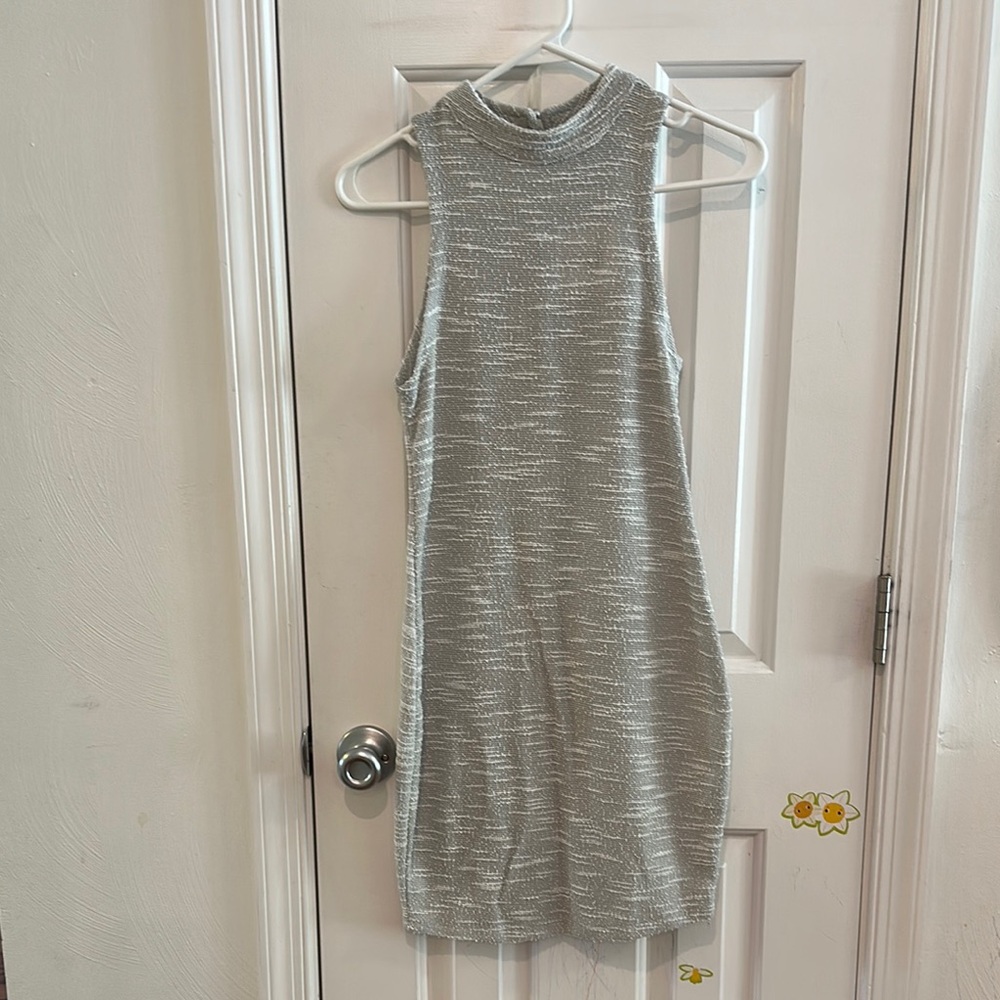 BB Dakota Gray and White Fitted Mini Dress
